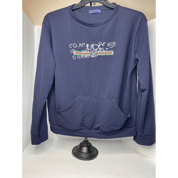 Common sense is not that common, ZARA, Woman, Med., Navy, Pullover, Long-sleeves - Picture 14 of 14
